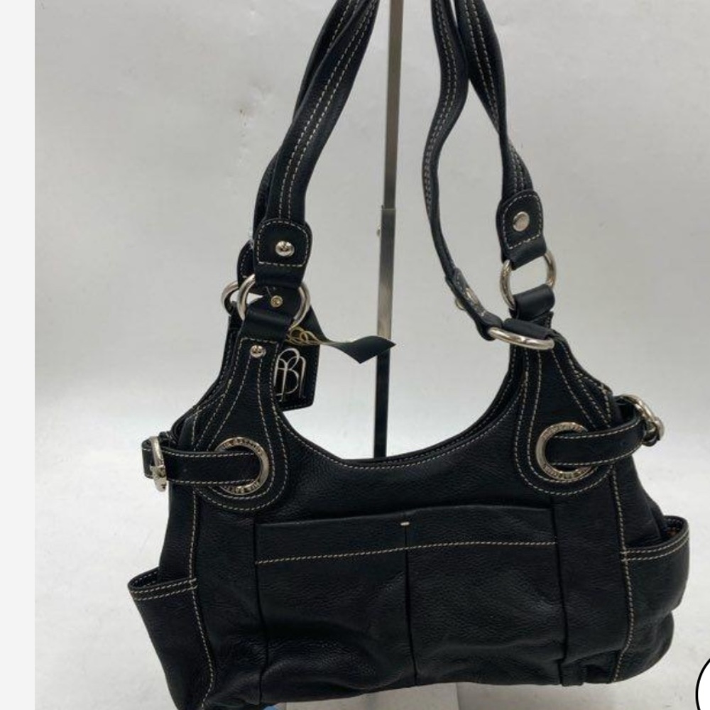 Mia Battina Leather Buckle Tote Shoulder Bag Purse